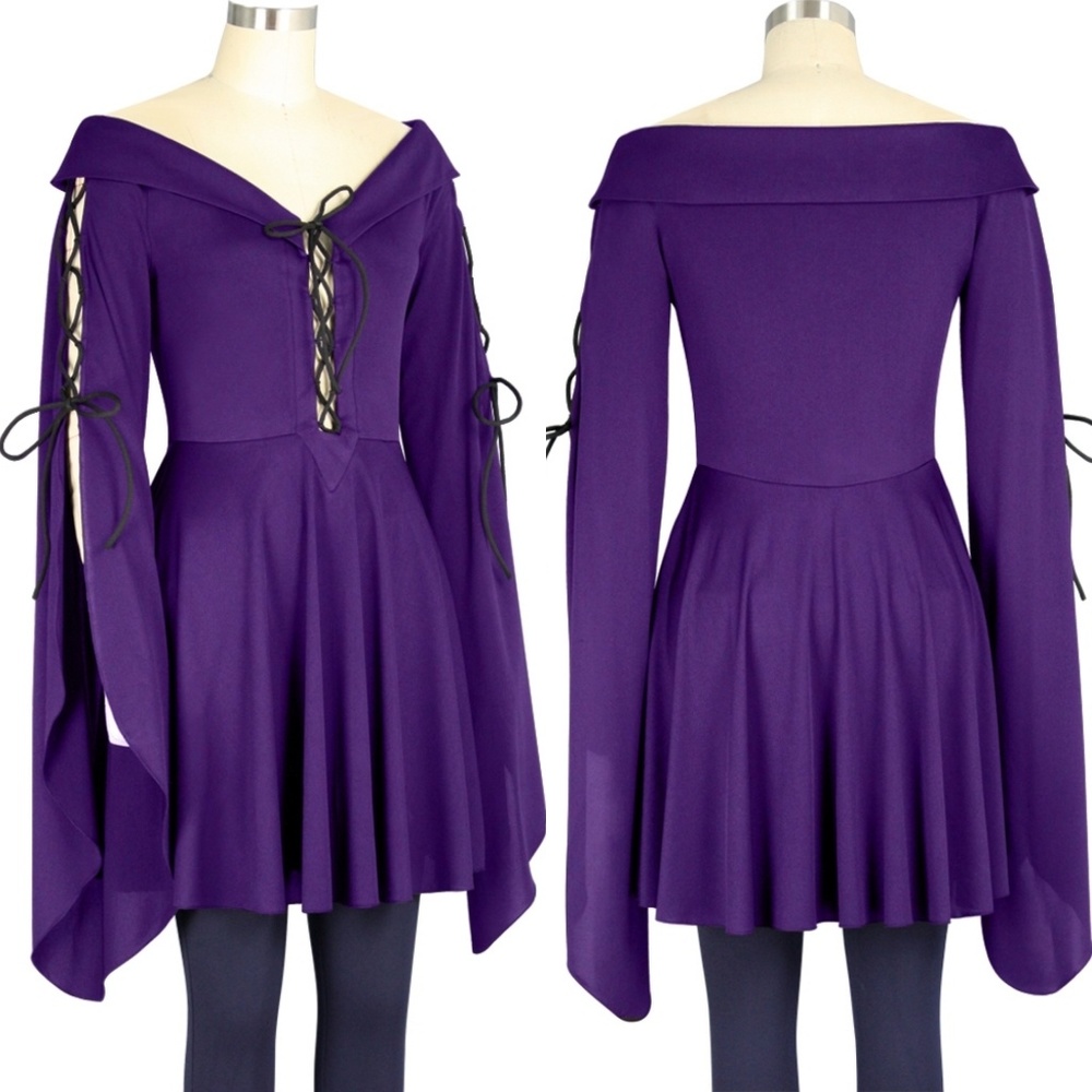 Gothic Punk Lace Up Long Sleeve Blouse Top - Picture 2 of 7